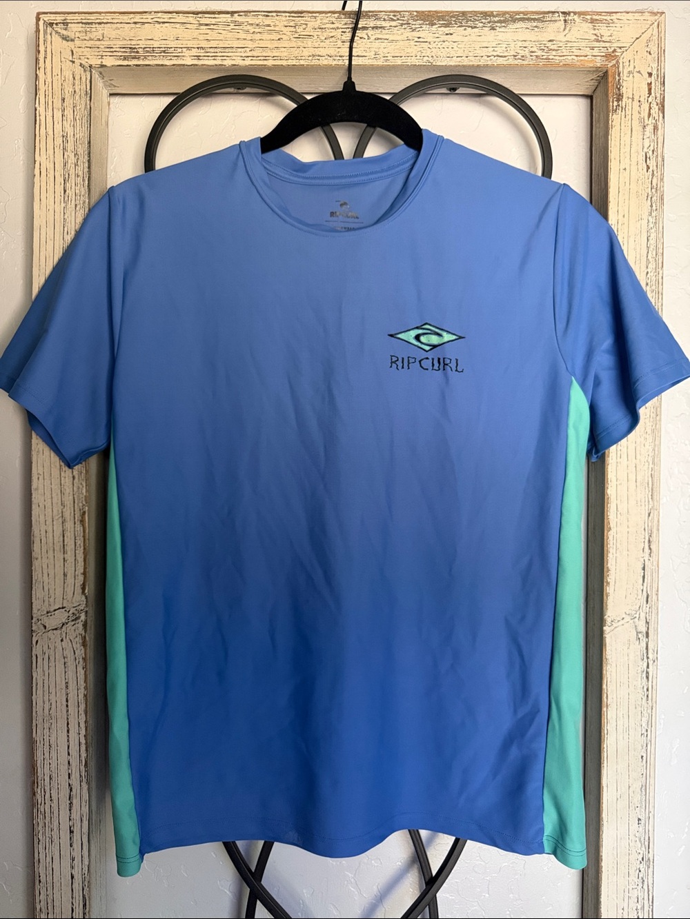 Rip Curl | Youth Rashguard Blue with Mint Side Panels | Size 12/Medium